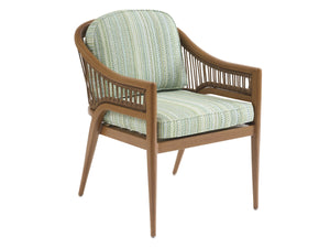 Lexington Arm Dining Chair Outdoor Wicker Aluminum Mid-century Patio Deep Seat Poolside Style Durable in Soft Green Upholstery 3340-13-60