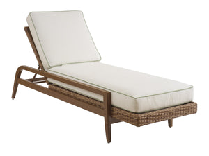 Lexington Chaise Outdoor Lounger Teak Look Aluminum Wicker Poolside Patio Mid Century Modern 3340-75-60