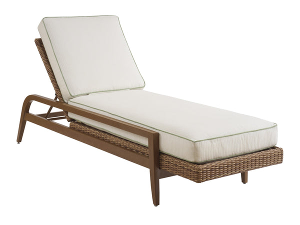 Lexington Chaise Outdoor Lounger Teak Look Aluminum Wicker Poolside Patio Mid Century Modern 3340-75-60