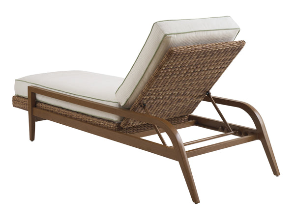 Lexington Chaise Outdoor Lounger Teak Look Aluminum Wicker Poolside Patio Mid Century Modern 3340-75-60