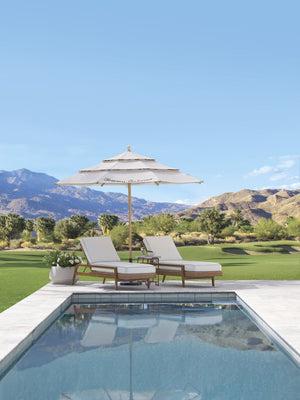 Lexington Chaise Outdoor Lounger Teak Look Aluminum Wicker Poolside Patio Mid Century Modern 3340-75-60
