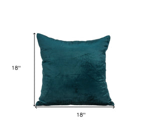 Homeroots 18" X 7" X 18" Transitional Teal Solid Pillow Cover With Poly Insert   334000