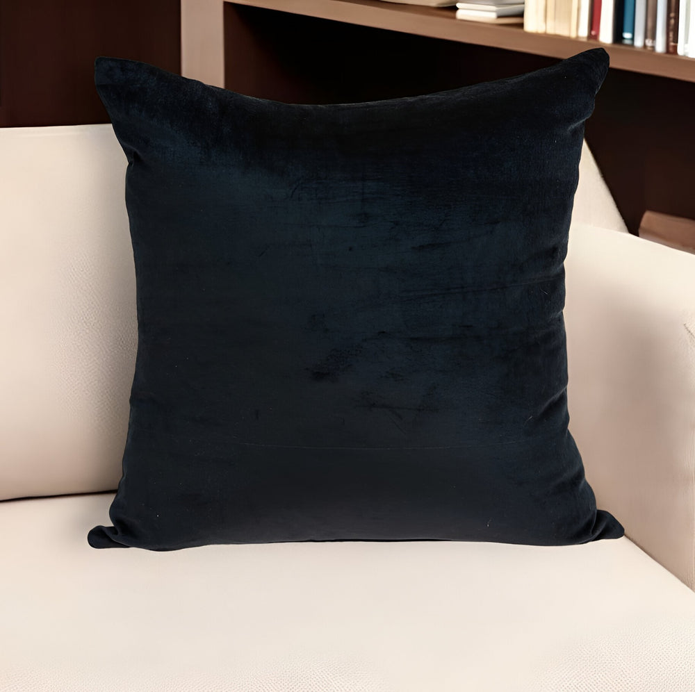 Homeroots 18" X 7" X 18" Transitional Black Solid Pillow Cover With Poly Insert   334001