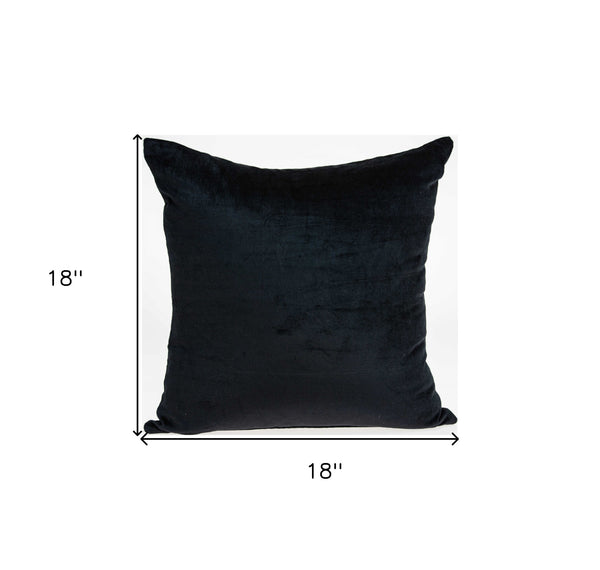 Homeroots 18" X 7" X 18" Transitional Black Solid Pillow Cover With Poly Insert   334001
