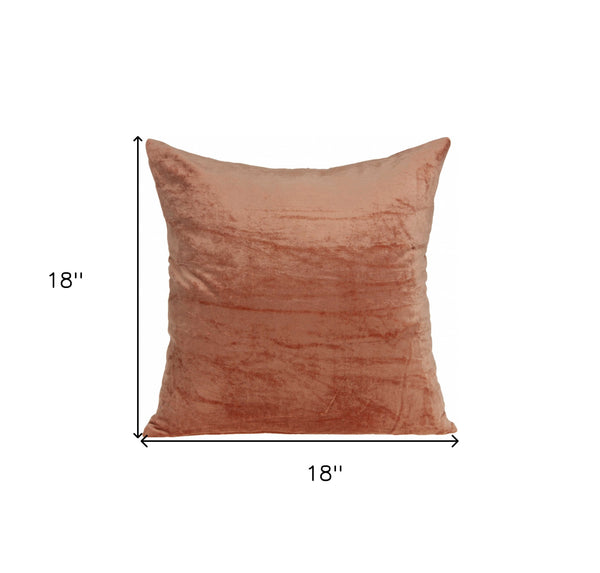 Homeroots 18" X 7" X 18" Transitional Orange Solid Pillow Cover With Poly Insert   334002