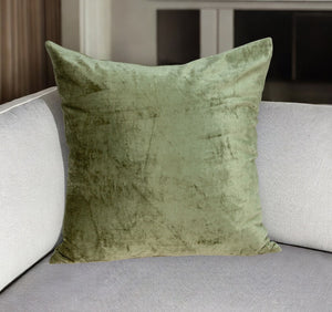 Homeroots 18" X 7" X 18" Transitional Olive Solid Pillow Cover With Poly Insert   334003
