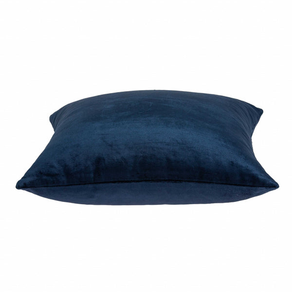 Homeroots 18" X 7" X 18" Transitional Navy Blue Solid Pillow Cover With Poly Insert   334004