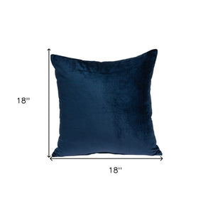 Homeroots 18" X 7" X 18" Transitional Navy Blue Solid Pillow Cover With Poly Insert   334004