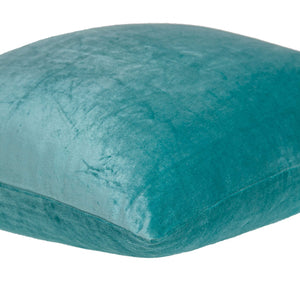 Homeroots 18" X 7" X 18" Transitional Aqua Solid Pillow Cover With Poly Insert   334005