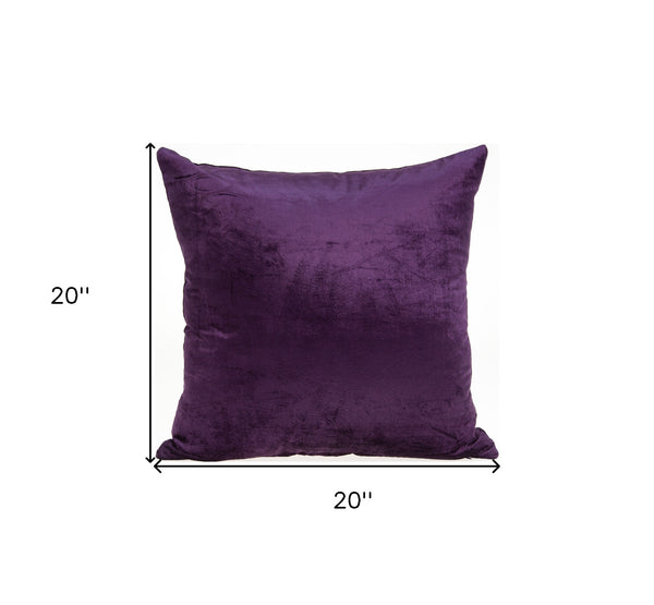 Homeroots 20" X 7" X 20" Transitional Purple Solid Pillow Cover With Poly Insert   334008