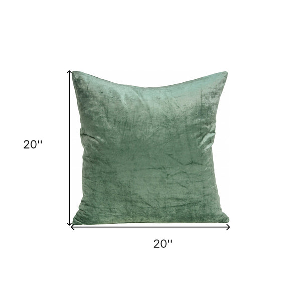 Homeroots 20" X 7" X 20" Transitional Green Solid Pillow Cover With Poly Insert   334009