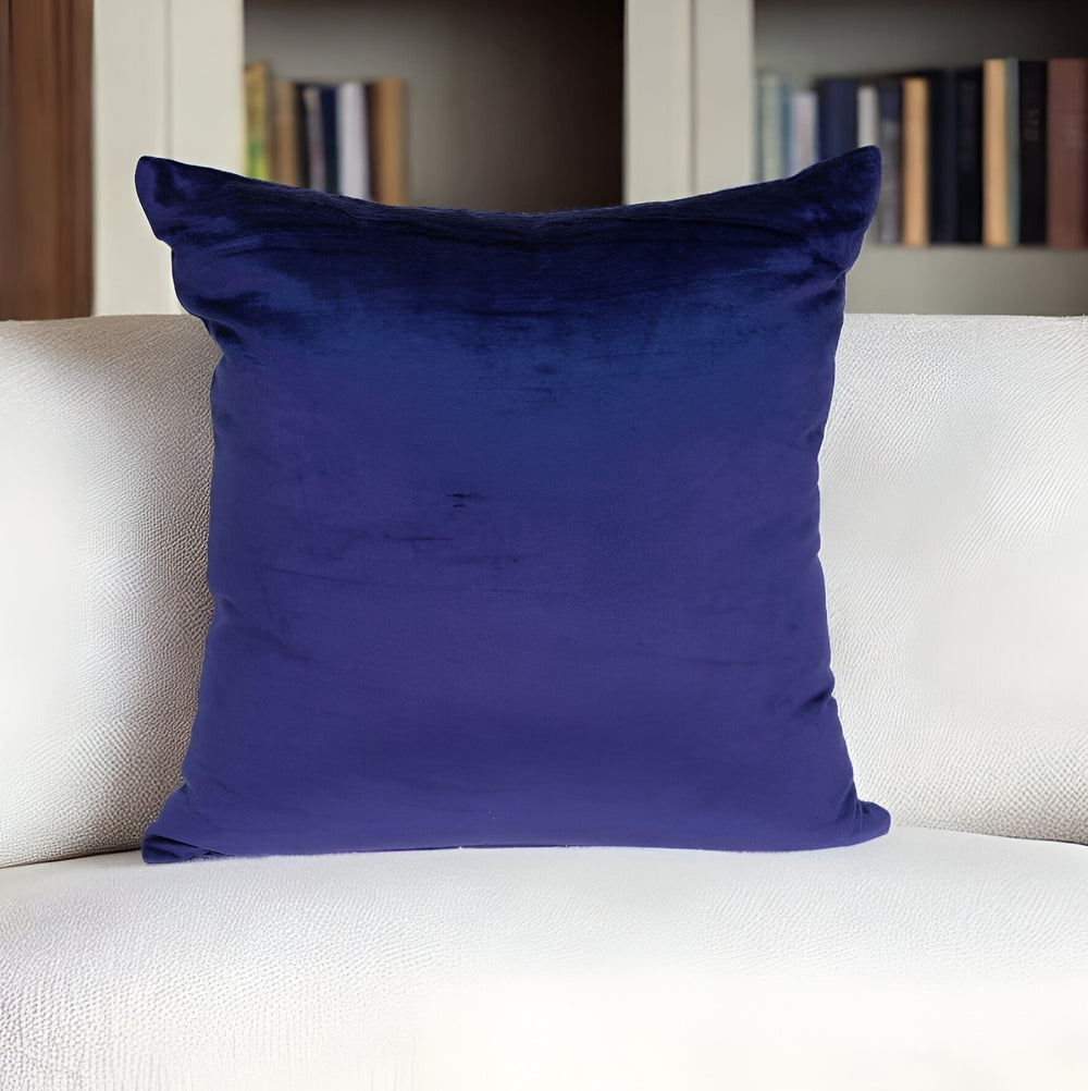 Homeroots 20" X 7" X 20" Transitional Royal Blue Solid Pillow Cover With Poly Insert   334011