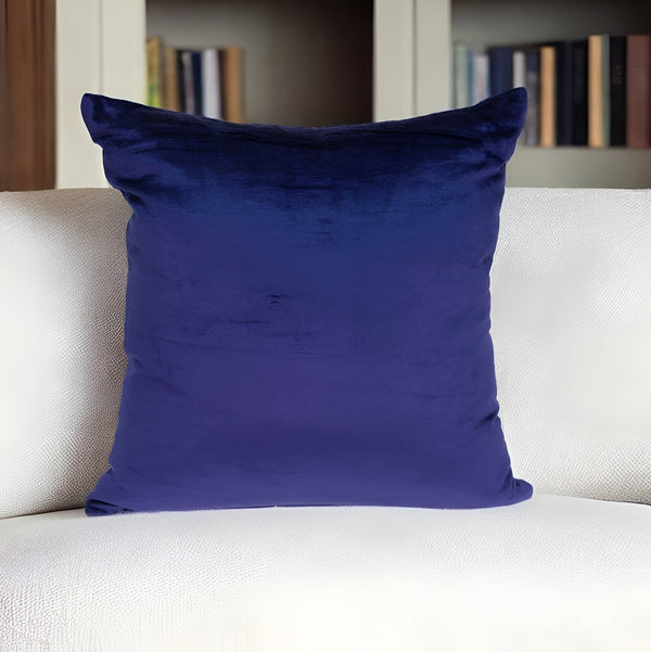 Homeroots 20" X 7" X 20" Transitional Royal Blue Solid Pillow Cover With Poly Insert   334011