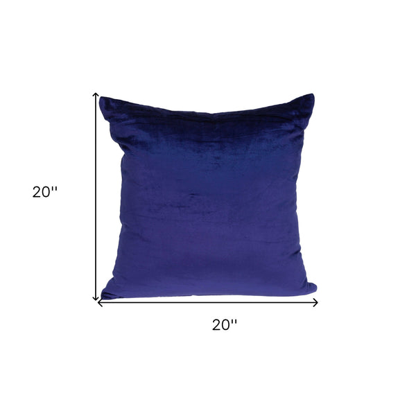 Homeroots 20" X 7" X 20" Transitional Royal Blue Solid Pillow Cover With Poly Insert   334011