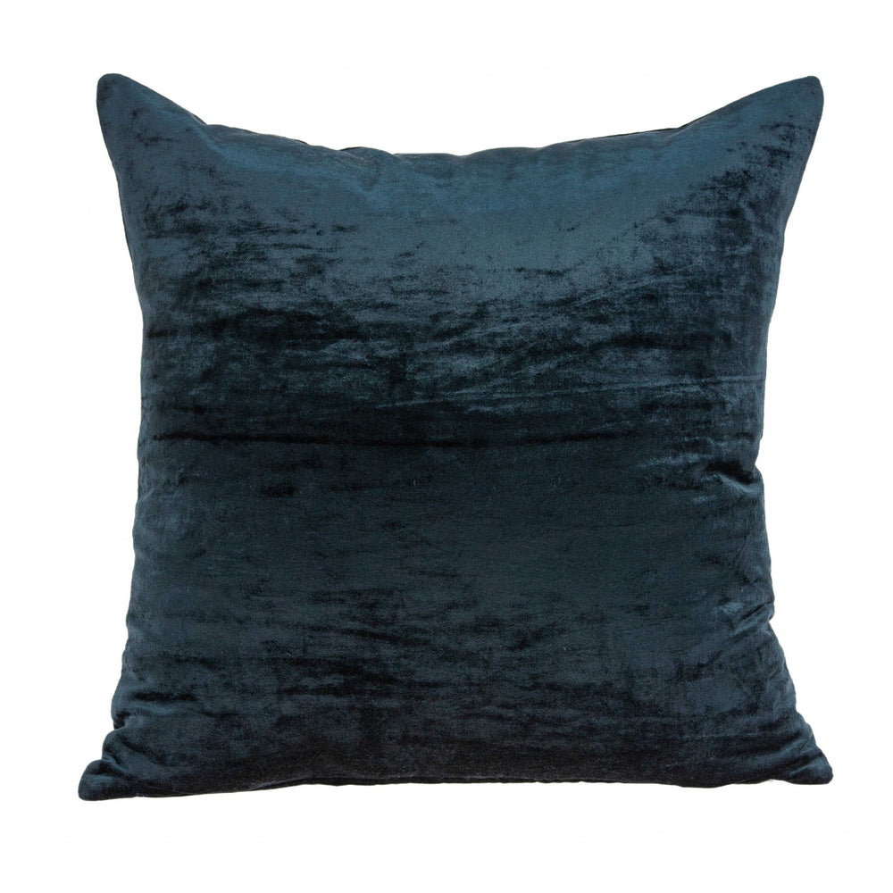 Homeroots 20" X 7" X 20" Transitional Dark Blue Solid Pillow Cover With Poly Insert   334012