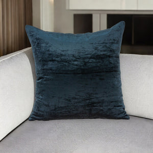 Homeroots 20" X 7" X 20" Transitional Dark Blue Solid Pillow Cover With Poly Insert   334012