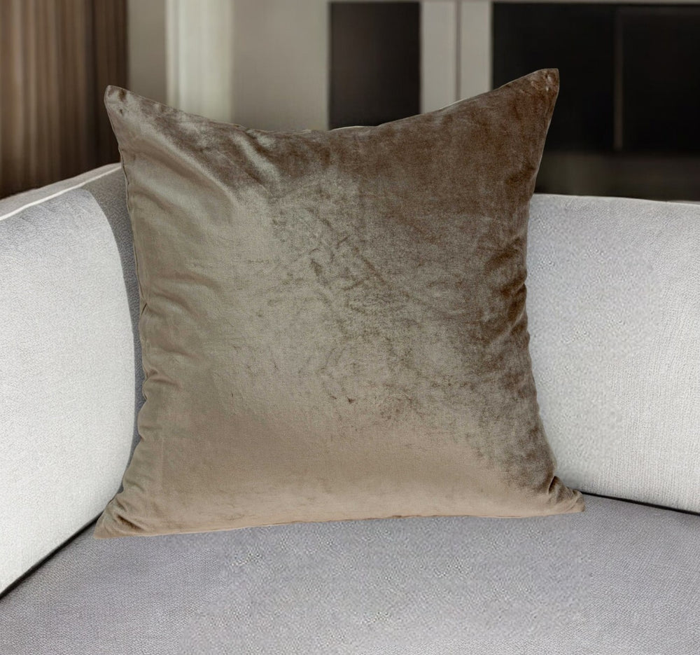 Homeroots 20" Taupe Cotton Blend Throw Pillow   334013