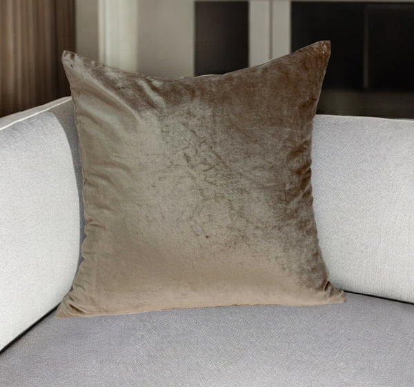 Homeroots 20" Taupe Cotton Blend Throw Pillow   334013