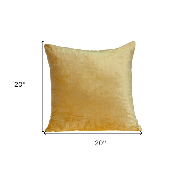 Homeroots 20" Yellow Cotton Blend Throw Pillow   334014
