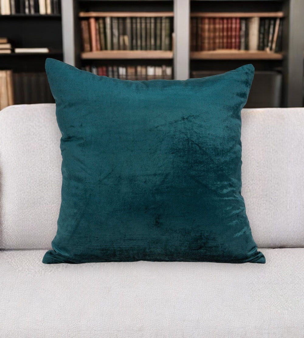 Homeroots Super Soft Teal Solid Color Decorative Accent Pillow   334015