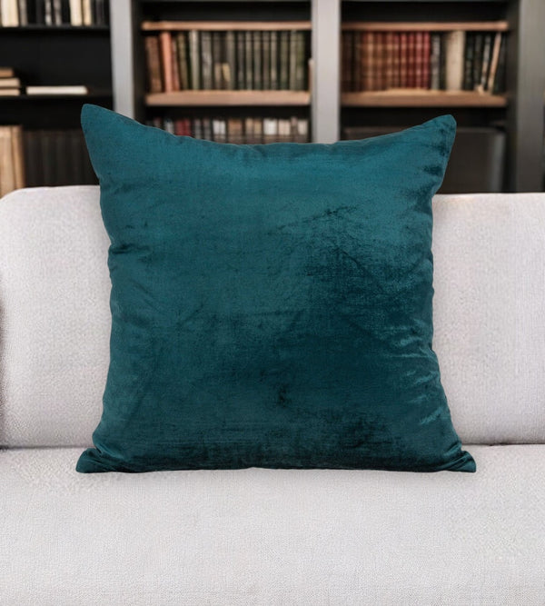 Homeroots Super Soft Teal Solid Color Decorative Accent Pillow   334015