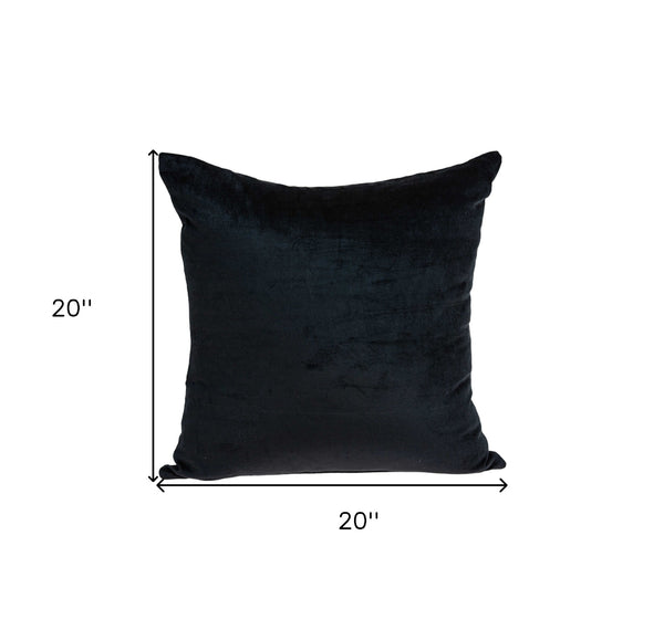 Homeroots 20" Black Cotton Blend Throw Pillow   334016