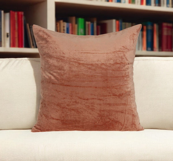 Homeroots 20" X 7" X 20" Transitional Orange Solid Pillow Cover With Poly Insert   334017