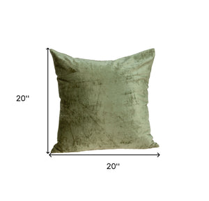Homeroots 20" X 7" X 20" Transitional Olive Solid Pillow Cover With Poly Insert   334018