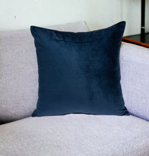 Homeroots 20" Navy Blue Cotton Blend Throw Pillow   334019