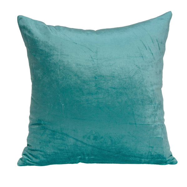 Homeroots 20" X 7" X 20" Transitional Aqua Solid Pillow Cover With Poly Insert   334020