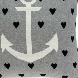 Homeroots Casual Square Grey Nautical Anchor Accent Pillow   334026