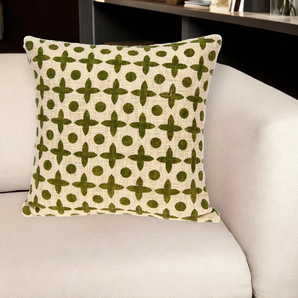 Homeroots 18" X 7" X 18" Transitional Beige Printed Pillow Cover With Poly Insert   334038