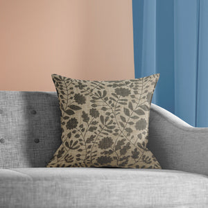 Homeroots 18" X 7" X 18" Transitional Beige Floral Print Pillow Cover With Poly Insert   334039