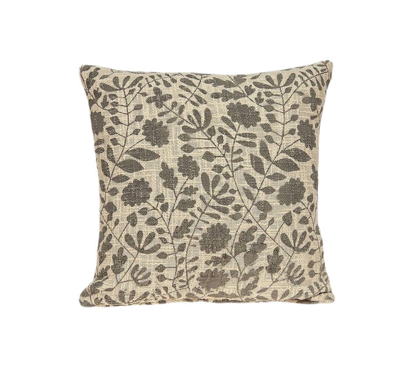 Homeroots 18" X 7" X 18" Transitional Beige Floral Print Pillow Cover With Poly Insert   334039