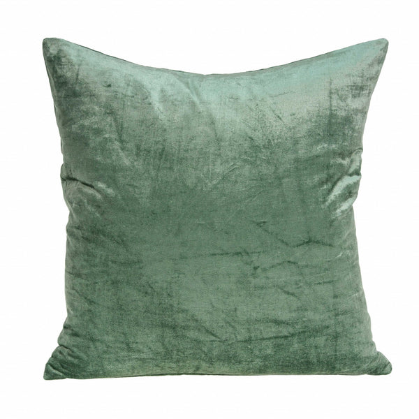 Homeroots 22" X 7" X 22" Transitional Green Solid Pillow Cover With Poly Insert   334041