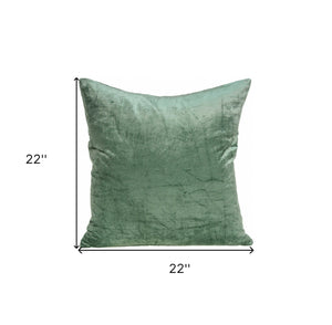 Homeroots 22" X 7" X 22" Transitional Green Solid Pillow Cover With Poly Insert   334041