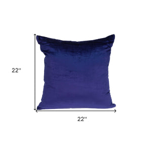 Homeroots 22" Royal Blue Cotton Blend Throw Pillow   334043