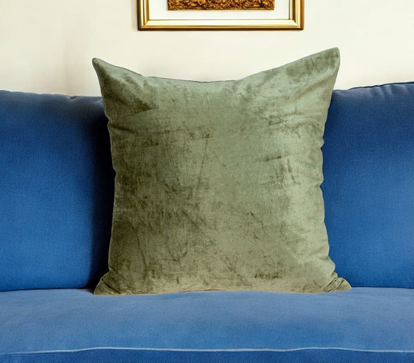 Homeroots 22" X 7" X 22" Transitional Olive Solid Pillow Cover With Poly Insert   334045