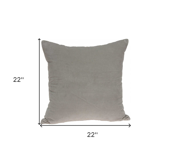 Homeroots 22" Gray Cotton Blend Throw Pillow   334049