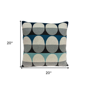 Homeroots 20" X 7" X 20" Transitional Gray And Blue Pillow Cover With Poly Insert   334053