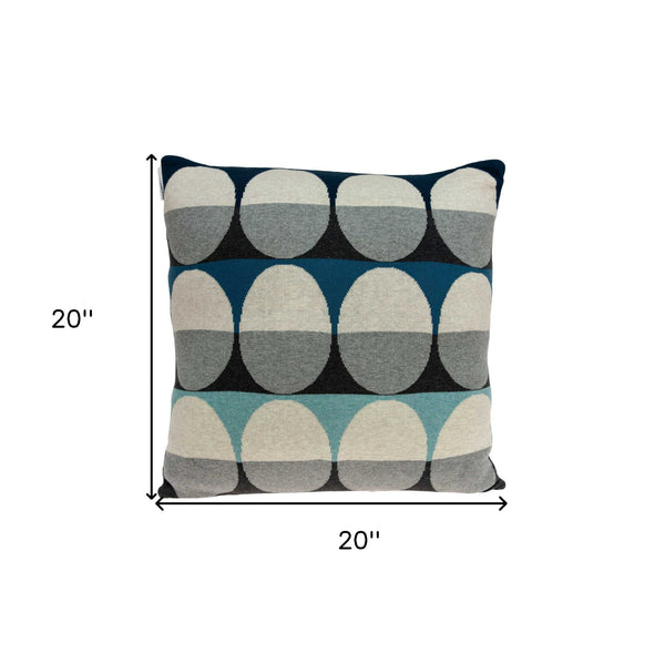 Homeroots 20" X 7" X 20" Transitional Gray And Blue Pillow Cover With Poly Insert   334053