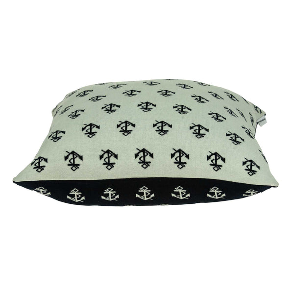 Homeroots 20" Blue And Off White Reversible Nautical Anchor Cotton Throw Pillow   334055