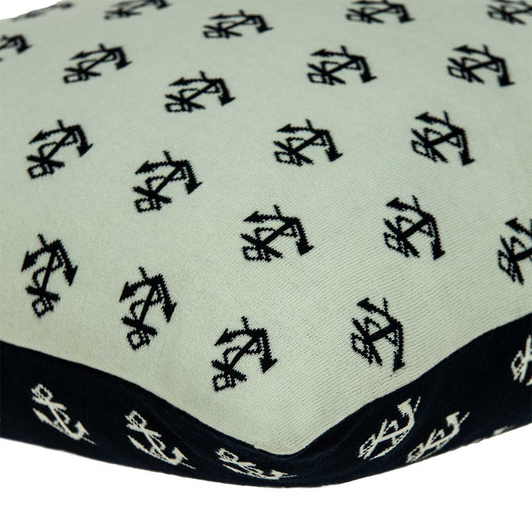 Homeroots 20" Blue And Off White Reversible Nautical Anchor Cotton Throw Pillow   334055