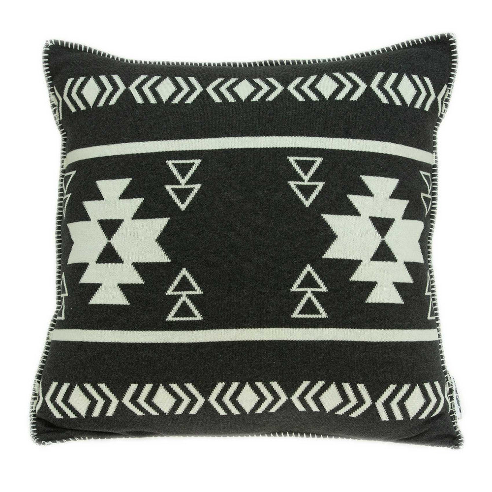 Homeroots 20" X 7" X 20" Southwest Black Cotton Pillow Cover With Poly Insert   334056