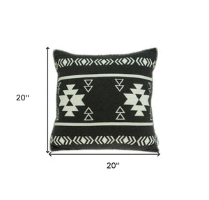 Homeroots 20" X 7" X 20" Southwest Black Cotton Pillow Cover With Poly Insert   334056