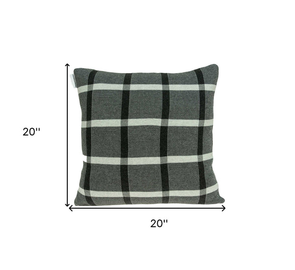 Homeroots 20" X 7" X 20" Transitional Gray Pillow Cover With Poly Insert   334057