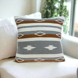 Homeroots 20" X 20" Tan Southwestern Cotton Zippered Pillow   334062