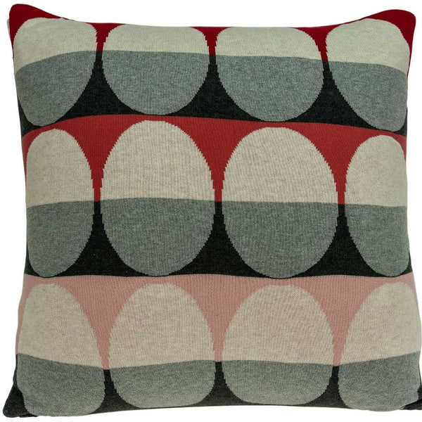 Homeroots 20" X 7" X 20" Transitional Gray And Red Pillow Cover With Poly Insert   334066