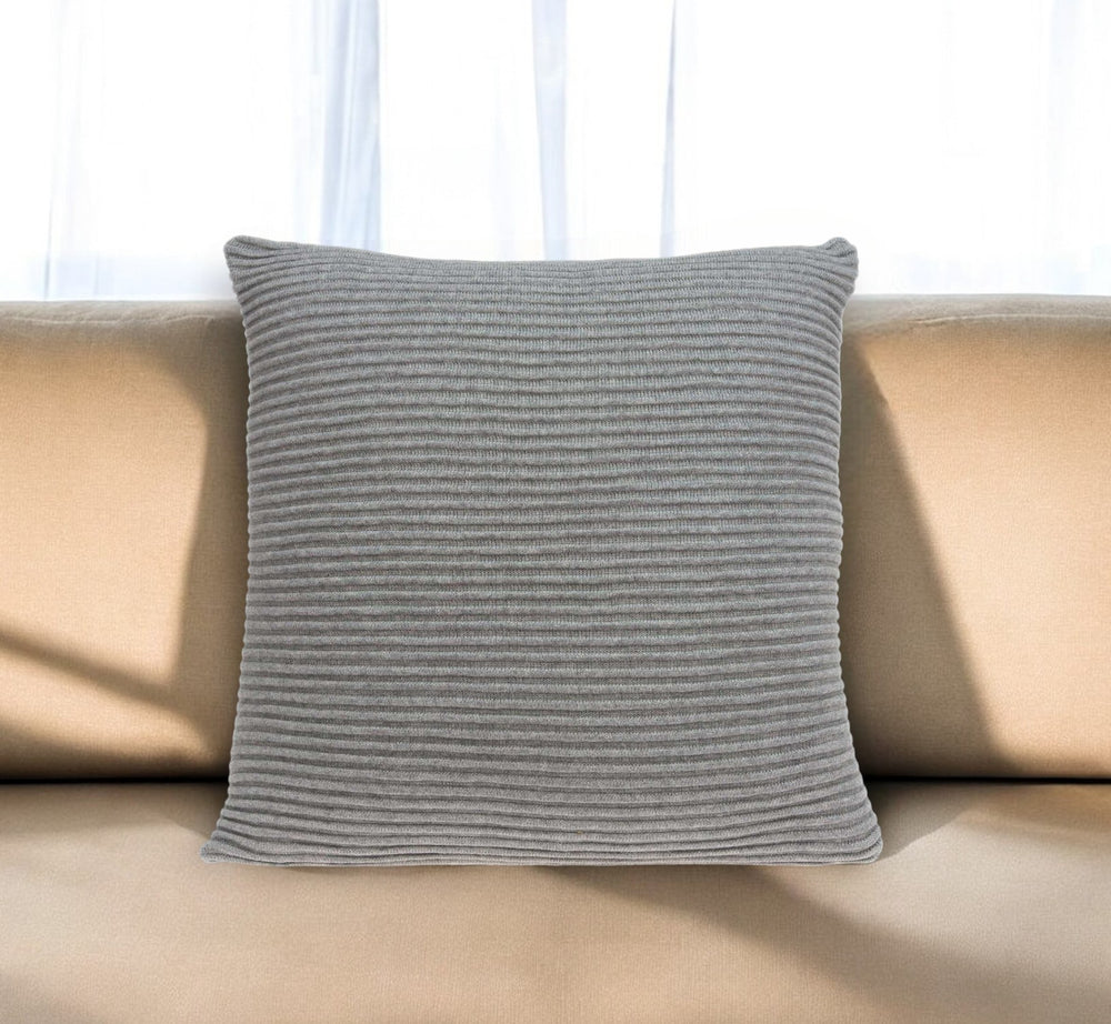Homeroots 20" X 7" X 20" Elegant Transitional Gray Pillow Cover With Poly Insert   334069