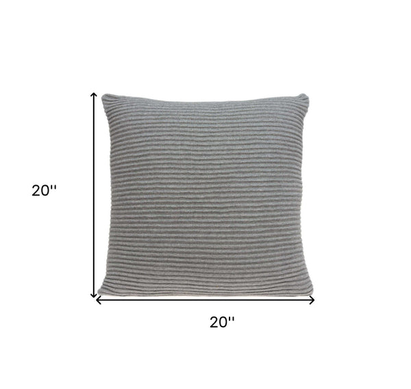 Homeroots 20" X 7" X 20" Elegant Transitional Gray Pillow Cover With Poly Insert   334069